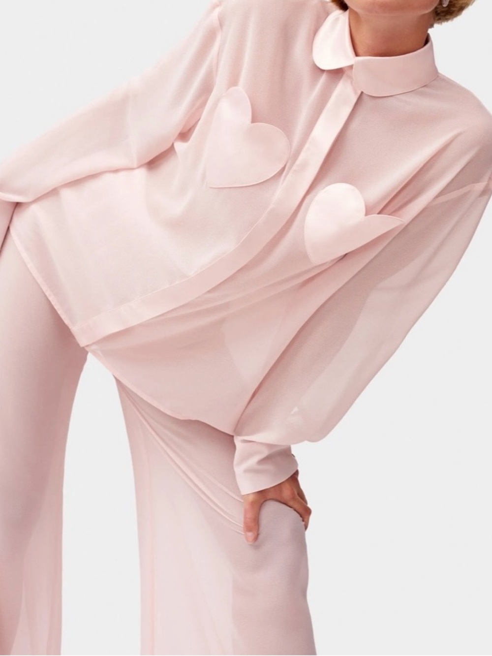 SLEEPER  Pastel Pink Heart Appliqué Blouse